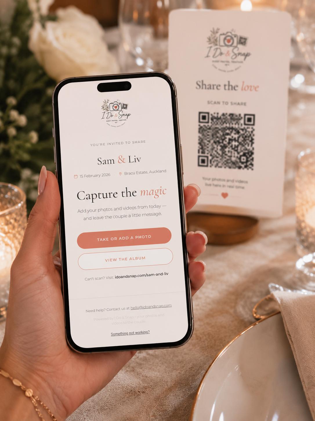 Guests upload photos instantly from their phones