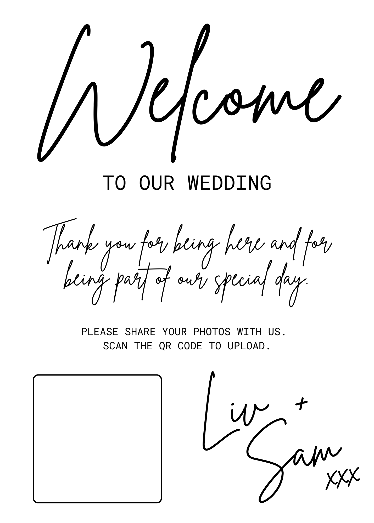 Wedding guest photos QR sign template
