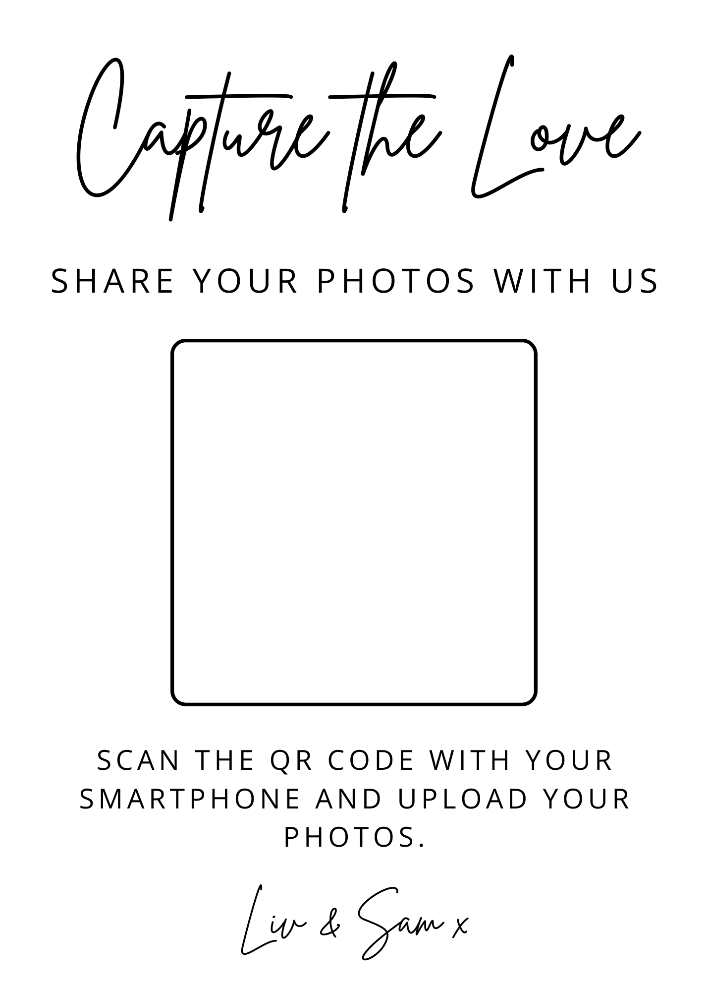 Wedding guest photos QR sign template 4