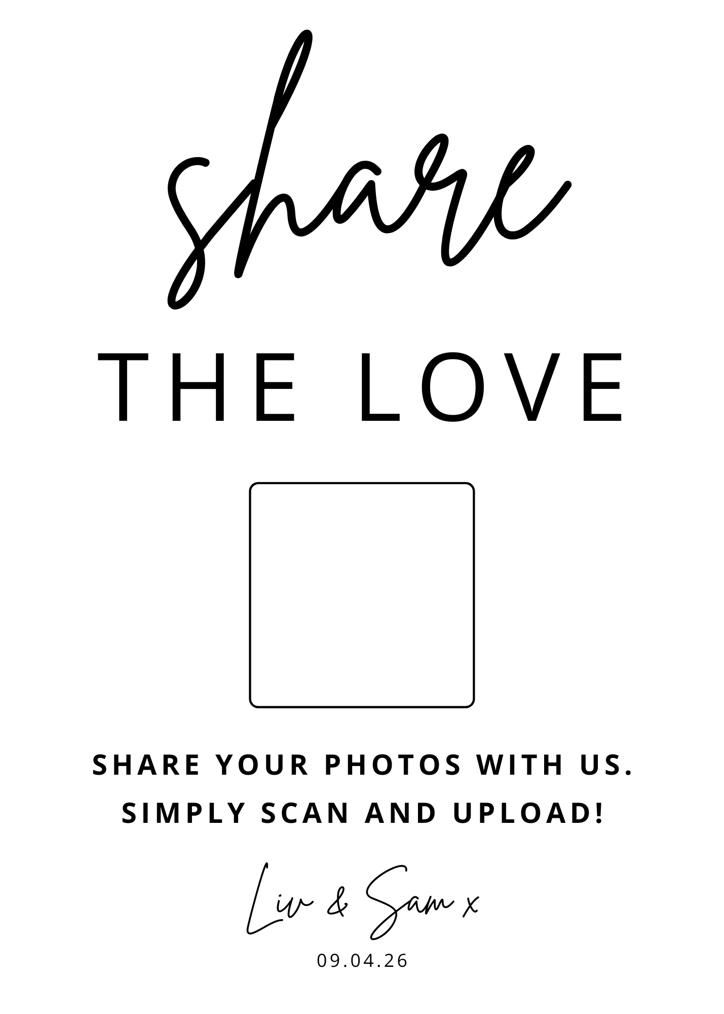 Wedding guest photos QR sign template